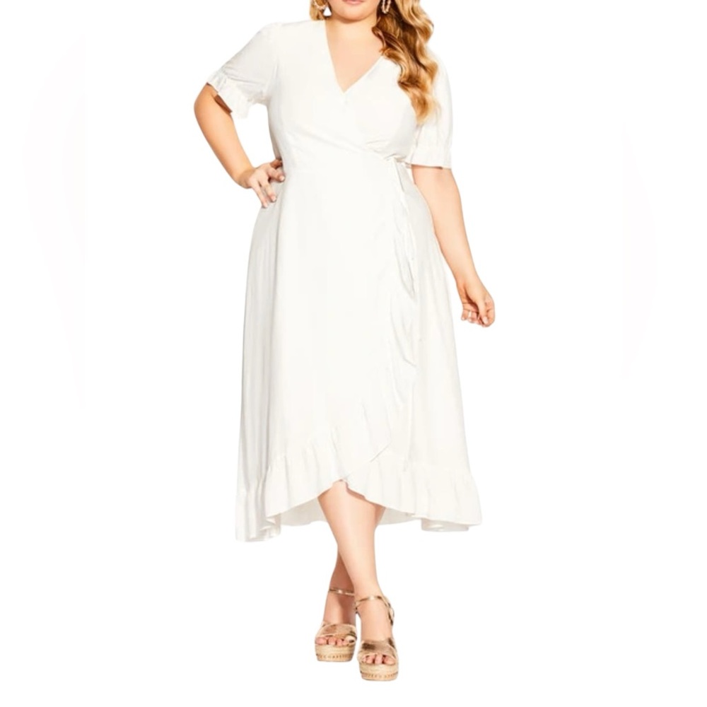 City Chic Festive Ruffle Wrap Dress